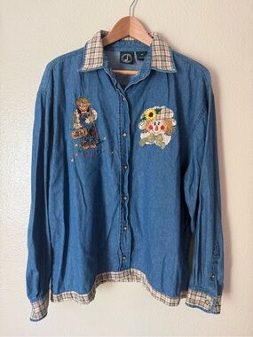 Lighthouse Apparel Fall Scarecrow Denim Button-Up Shirt